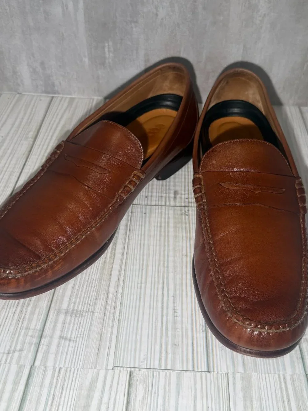 ECCO Mens 12 M Brown Leather Penny Loafers Phorene Comfort Made in Brazil